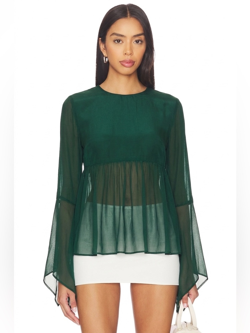 S/W/F Silk Babydoll Tunic Mini Dress Size M